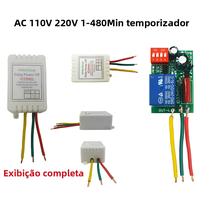 Interruptor De Relé Ajustável Com Temporizador Liga/Desliga 1-480Min AC 110V 220V 7A Saída De Tensão
