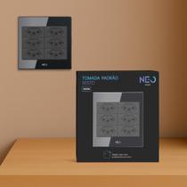 Interruptor de Tomada Sesto com 6 Saidas 4x4 20A 110v/220v Bivolt Preto Cod: 291990851 Avant Neo