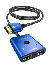 Interruptor divisor HDMI 2x1 WARRKY 4K @60Hz com cabo de 3,3 pés azul Interruptor divisor HDMI 2x1 WARRKY 4K @60Hz com cabo de 3,3 pés azul
