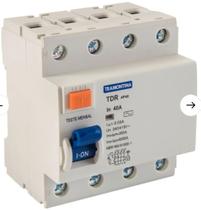 Interruptor DR TDR-4P 40A 30mA 3P+N Classe AC Tramontina Interruptor DR TDR-4P 40A 30mA 3P+N Classe AC Tramontina