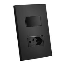 Interruptor Dubai 1 Tecla Simples E Tomada 10a Com Placa Preto Enerbras