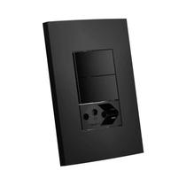 Interruptor Dubai 2 Teclas Paralela E Tomada 20a Com Placa Preto Enerbras