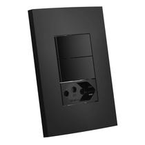 Interruptor Dubai 2 Teclas Simples E Tomada 20a Com Placa Preto Enerbras Interruptor Dubai 2 Teclas Simples E Tomada 20a Com Placa Preto Enerbras