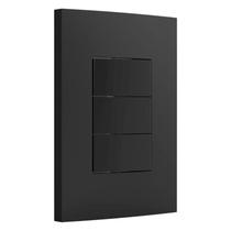 Interruptor Dubai 3 Teclas Paralela Com Placa Preto Enerbras