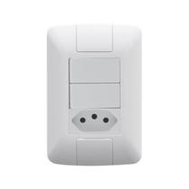 Interruptor Duplo com Tomada 10A Aria Branco Tramontina
