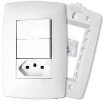 Interruptor Duplo Paralelo Com Tomada 10A Branca Brilho Home