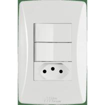 Interruptor Duplo Paralelo + Tomada NBR 10A Petra Mec-Tronic com 10 Unidades
