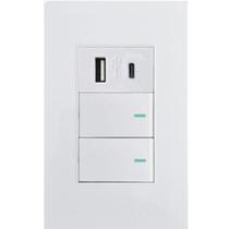 Interruptor Duplo Premium de Parede com Entrada Tipo C USB