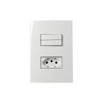 Interruptor Duplo Simples 10a E Tomada 2p+t 10a Margirius Sleek Com Placa 4x2 Branco Interruptor Duplo Simples 10a E Tomada 2p+t 10a Margirius Sleek Com Placa 4x2 Branco