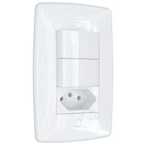 Interruptor Duplo simples com tomada 20A Branco Finesse+ B.lux