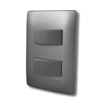 Interruptor Duplo Simples Distanciados Com Placa Linha Habitat Onix - Fame. Interruptor Duplo Simples Distanciados Com Placa Linha Habitat Onix - Fame.