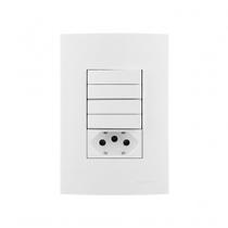 Interruptor Duplo Simples Duplo e Tomada 2P+T 20A MarGirius Clean com Placa 4x2 Branco