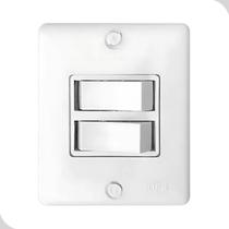Interruptor duplo simples monobloco 10a 250v slim box tomada de acender