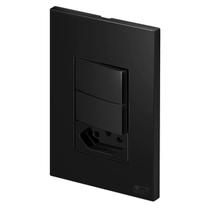 Interruptor Duplo Simples + Tomada 10 A - Recta Black Fosco