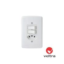 Interruptor Duplo + Tomada Padrão 10A 250V - Veltra