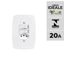 Interruptor e Tomada Pluzie linha Ideale 10A 20A 4x2 Modelos:Interruptor 2 tecla tomada 20A