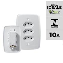 Interruptor e Tomada Pluzie linha Ideale 10A 20A 4x2 Modelos:Tomada Tripla Linha Fácil 10A Interruptor e Tomada Pluzie linha Ideale 10A 20A 4x2 Modelos:Tomada Tripla Linha Fácil 10A
