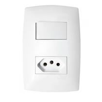 Interruptor e tomada simples 10A placa 4x2 Blux Branca Interruptor e tomada simples 10A placa 4x2 Blux Branca