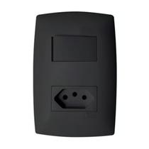 Interruptor E Tomada Simples 10a Placa 4x2 Blux Grafite