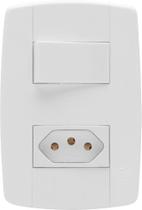 Interruptor Elétrico 1 Tecla e 1 Tomada Branco Completo 10A Linha Lev - Ilumi Interruptor Elétrico 1 Tecla e 1 Tomada Branco Completo 10A Linha Lev - Ilumi