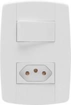 Interruptor Elétrico 1 Tecla e 1 Tomada Branco Completo 10A Linha Lev - Ilumi Interruptor Elétrico 1 Tecla e 1 Tomada Branco Completo 10A Linha Lev - Ilumi