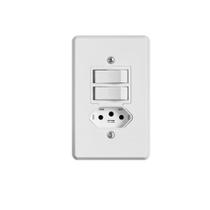Interruptor Elétrico 2 Teclas Simples e Tomada com Placa Branca - Ilumi, Opção: Branco(a) Interruptor Elétrico 2 Teclas Simples e Tomada com Placa Branca - Ilumi, Opção: Branco(a)