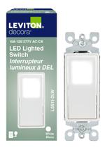 Interruptor eletrônico Leviton Decora iluminado de pólo único branco Interruptor eletrônico Leviton Decora iluminado de pólo único branco