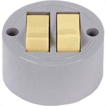 Interruptor Externo Ilumi Redondo Cinza 2 Simples 1656Pct - Kit C/10 Interruptor Externo Ilumi Redondo Cinza 2 Simples 1656Pct - Kit C/10