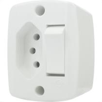 Interruptor Externo Ilumi Retangular Branco 1 Simples+Tomada 10A 16544Pct - Kit C/10