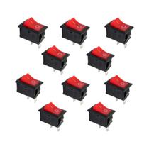 Interruptor Gangorra Automotivo Vermelho E Preto 2 Pinos 6A 250V 10A 125V 10 Peças KCD1 Snap Toggle