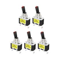 Interruptor Gangorra Metálico Com LED Azul 12V 30A 5 Peças Reforçado SPST 3 Pinos Para Furo De 12mm Interruptor Gangorra Metálico Com LED Azul 12V 30A 5 Peças Reforçado SPST 3 Pinos Para Furo De 12mm