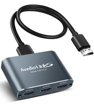 Interruptor HDMI avedio links 3x1 4K @60Hz em liga de alumínio com cabo