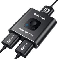Interruptor HDMI GANA 4k @60hz Splitter Alumínio 2 entradas 1 saída