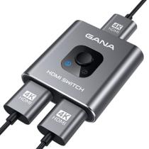 Interruptor HDMI GANA 4k @60hz Splitter de alumínio 2x1 com manual Interruptor HDMI GANA 4k @60hz Splitter de alumínio 2x1 com manual