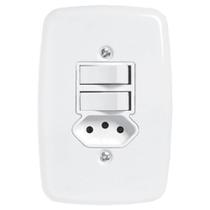 Interruptor Ideale Pluzie 2 Teclas Simples + 1 Tomada 2P+T 10A Com Placa 4x2 Interruptor Ideale Pluzie 2 Teclas Simples + 1 Tomada 2P+T 10A Com Placa 4x2