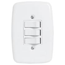 Interruptor Ideale Pluzie 3 Teclas Simples Com Placa 4x2 Branca
