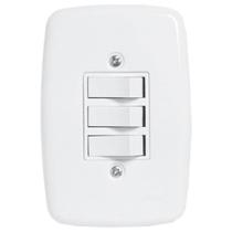 Interruptor Ideale Pluzie 3 Teclas Simples Paralelo Com Placa 4x2 Branco Interruptor Ideale Pluzie 3 Teclas Simples Paralelo Com Placa 4x2 Branco