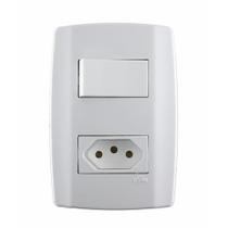 Interruptor Ilumi 1 Tecla Simples + 1 Tomada com Placa Slim 2 Polos + Terra 10A 4 x 2