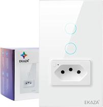 Interruptor Inteligente 2 Botões Touch C Tomada 20A Wi-Fi Branco Google Home e Alexa EKAT-T218-2WB Interruptor Inteligente 2 Botões Touch C Tomada 20A Wi-Fi Branco Google Home e Alexa EKAT-T218-2WB