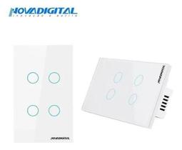 Interruptor Inteligente 4 Botões Alexa Sem Fio Touch Branco