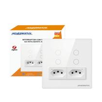 Interruptor Inteligente 4 Botões Touch 2 Tomada 4x4 ZIGBEE NOVADIGITAL BRANCO