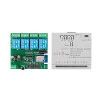 Interruptor Inteligente 4CH Módulo WiFi Tuya Controle Remoto USB 5V 12V 24V 85-250V Receptor RF 10A