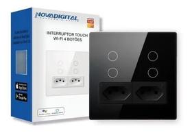 Interruptor Inteligente 4x4 4 Botoes e 2 tomadas smarth tuya