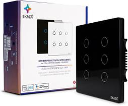 Interruptor Inteligente 6 botões 4X4 ZIGBEE PRETO Google home Alexa EKAZA EKAT-T3074-6PZ