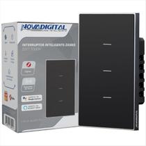 Interruptor Inteligente Quartzo 3 Botões NovaDigital Zigbee