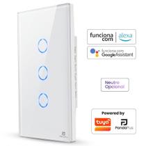Interruptor Inteligente Sem Fio Neutro 1, 2, 3 ou 4 Botões Touch Panda Plus Smart Wifi App Alexa Google Home Tuya Smart Life Automação Bivolt