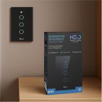 Interruptor Inteligente Smart Wi-fi Alexa google 3 Botões 4x2 Bivolt Preto Cod: 291990400 Neo Avant
