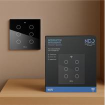 Interruptor Inteligente Smart Wi-fi Alexa google 6 Botões 4x4 Bivolt Preto Cod: 291990446 Neo Avant