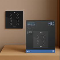 Interruptor Inteligente Smart Wi-fi Alexa google 8 Botões 4x4 Bivolt Preto Cod: 291990464 Neo Avant