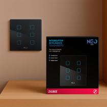 Interruptor Inteligente Smart Zigbee Alexa google 6 Botões 4x4 Bivolt Preto Cod: 291990572 Neo Avant